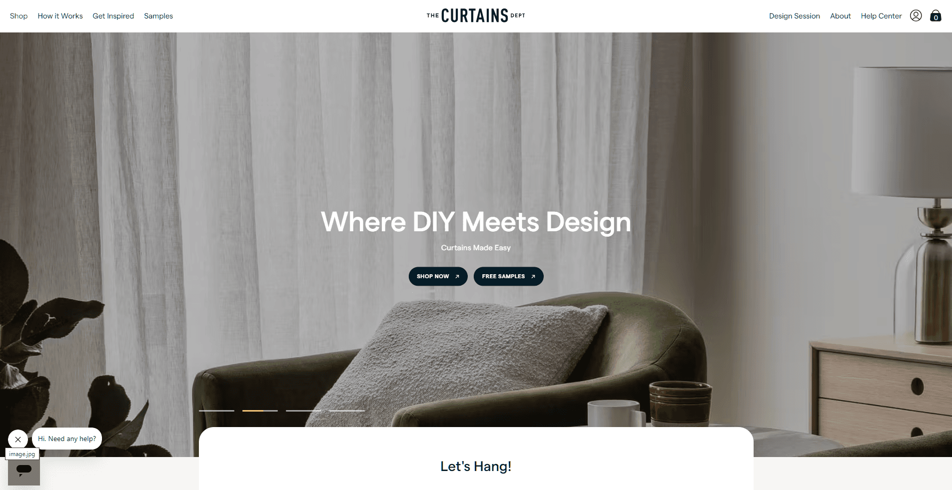 Curtain Department custom curtains e-commerce website